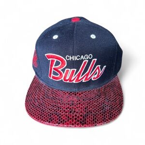 Chicago Bulls Mitchell & Ness Hat Red Faux Snakeskin Brim and Belt Strap NBA Cap